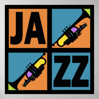 RETRO JAZZ TRUMPET SQUARES POSTER