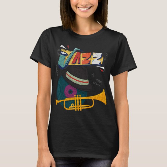 Retro Jazz Trumpets Funny Player Music Festival Ne T-Shirt (Front)