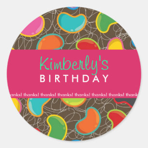 Retro Jellybean Pop Sweet Candy Whimsical Birthday Classic Round Sticker
