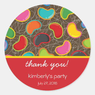 Retro Jellybean Pop Sweet Candy Whimsical Birthday Classic Round Sticker