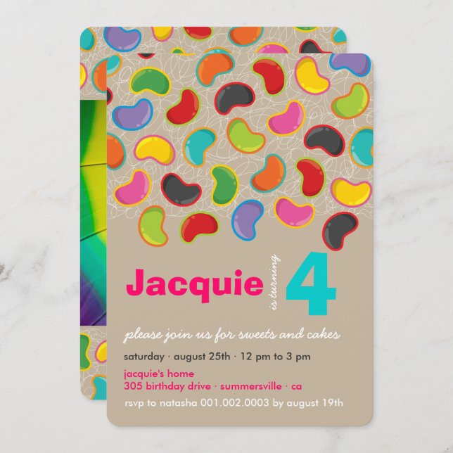 Retro Jellybean Pop Sweet Candy Whimsical Birthday Invitation (Front/Back)