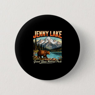 Retro jenny lake grand tetons national park hiking 6 cm round badge