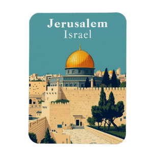 Retro Jerusalem Israel Travel Souvenir Magnet