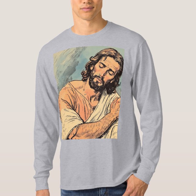 Retro Jesus Christian Men's Long Sleeve Tee Shirt (Front)