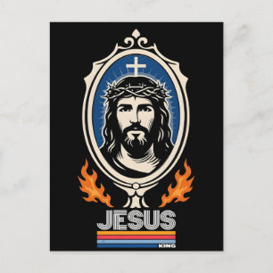 Retro jesus king christian  holiday postcard