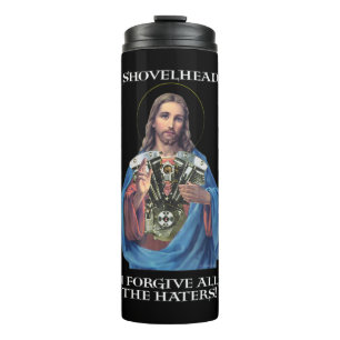 Retro Jesus Shovelhead I Forgive all the haters Bi Thermal Tumbler