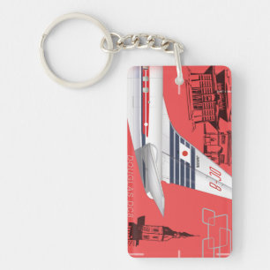 Retro Jet-Age Airliner Destinations Keychain