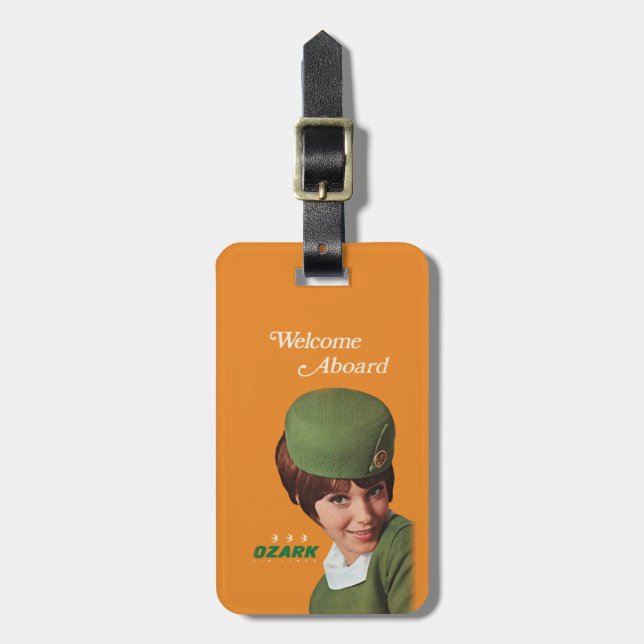 Retro Jet-Age Stewardess Luggage Tag (Front Vertical)