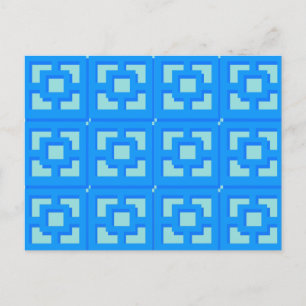 Retro Jet Set Blue Trellis Postcard