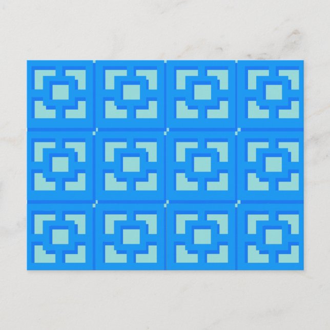 Retro Jet Set Blue Trellis Postcard (Front)
