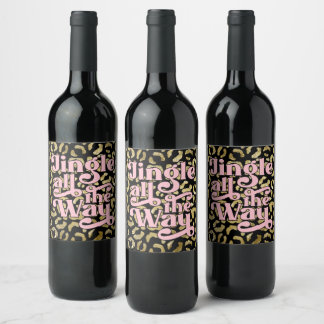 Retro Jingle All the Way Drink Label Animal Print