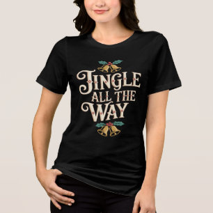 Retro Jingle All The Way Festive Bells and Holly Tri-Blend Shirt