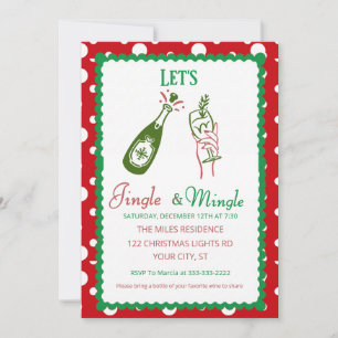 Retro Jingle and Mingle Holiday Cocktail Party Invitation