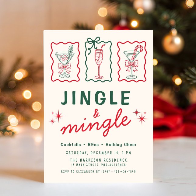 Retro Jingle Mingle Christmas Party Invitation (Retro Jingle Mingle Christmas Party Invitation
)