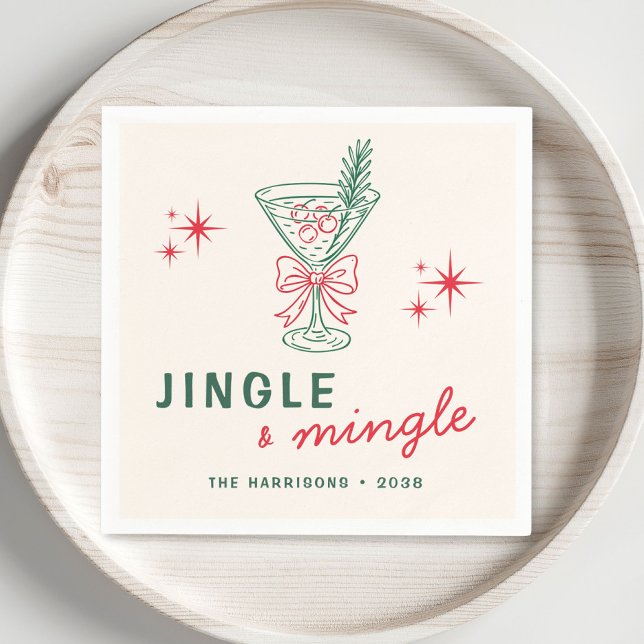 Retro Jingle Mingle Christmas Party Napkin (Retro Jingle Mingle Christmas Party Napkins
)