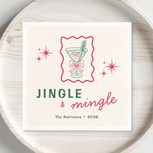 Retro Jingle Mingle Christmas Party Napkin