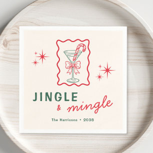 Retro Jingle Mingle Christmas Party Napkin