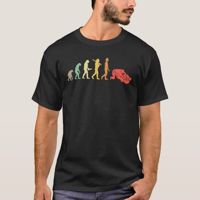Retro Jiu-Jitsu Evolution Gift For Jiu-Jitsu Pract T-Shirt (Front)