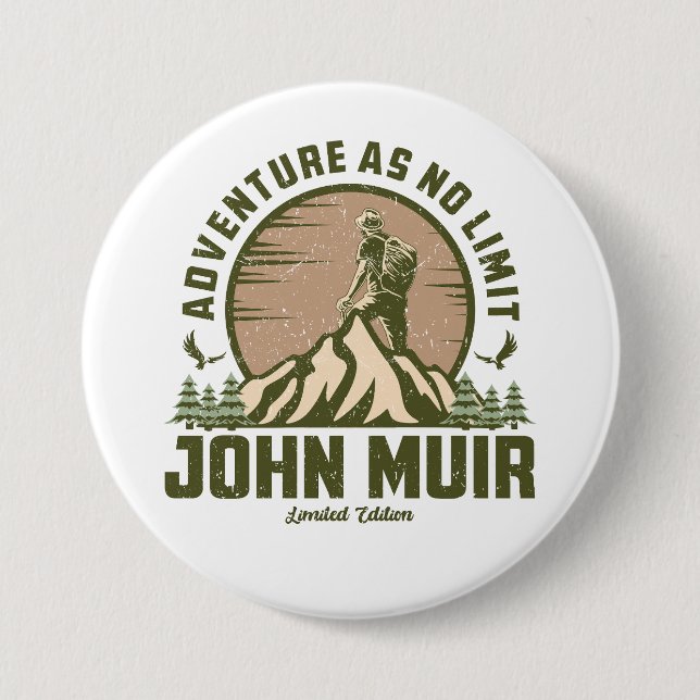 Retro John Muir Hike  7.5 Cm Round Badge (Front)