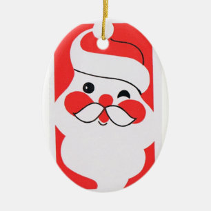 Retro Jolly Santa Claus Ceramic Tree Decoration