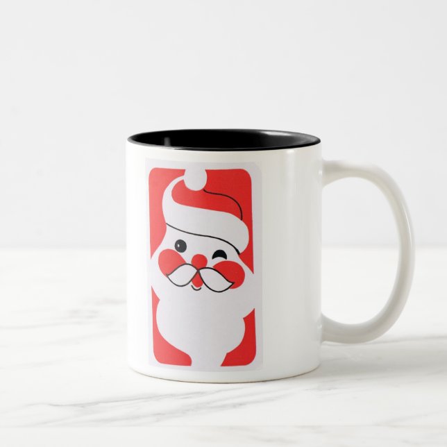 Retro Jolly Santa Claus Two-Tone Coffee Mug (Right)