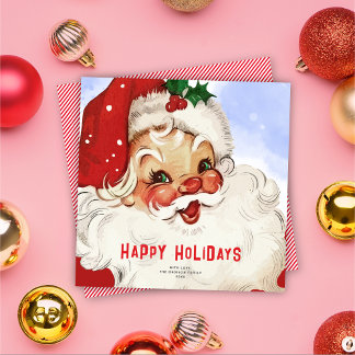 Retro Jolly Santa Non-Photo Christmas Holiday Card