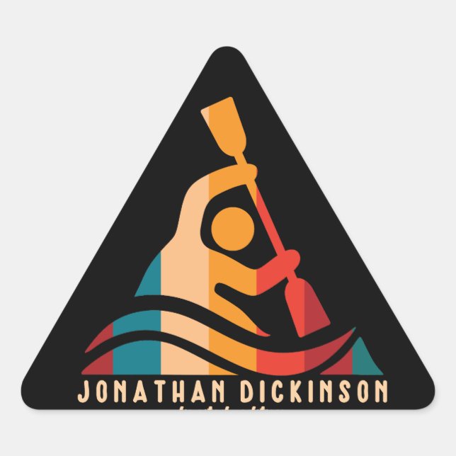 Retro Jonathan Dickinson Kayaking Triangle Sticker (Front)