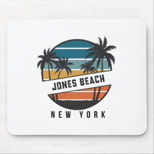 Retro Jones Beach New York Surfboard Surfing Mouse Pad