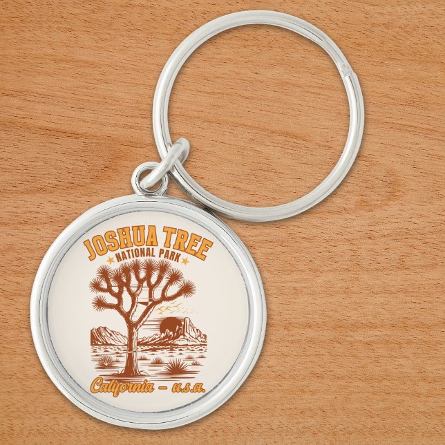 Retro Joshua Tree Illustration in Ochre Red Key Ring (Creator Uploaded)