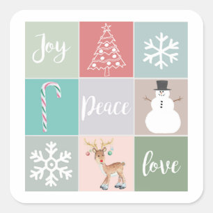 Retro Joy Christmas Illustrations Envelope Seals