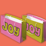Retro Joy Message Lime Green and Pink Large Gift Bag<br><div class="desc">Spread some joy with this gift bag. It features the message "JOY" spelled out in retro style lettering. The text is in pink on one side against a lime green background and in lime green on the reverse side against a pink background.</div>