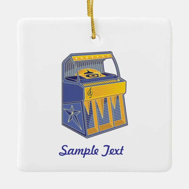 Retro Jukebox Ceramic Tree Decoration (Front)