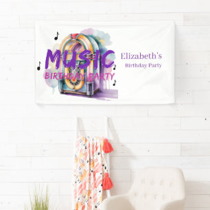 Retro Jukebox Music Birthday Party Welcome Banner