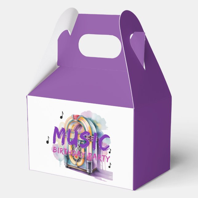 Retro Jukebox Music Birthday Party Welcome  Favour Box (Back)