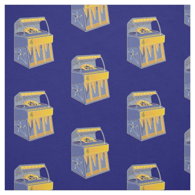 Retro Jukebox Pattern Fabric (Swatch)