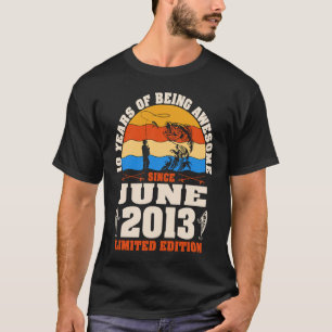 Retro June 2013 Awesome 10 Year Old Fishermen 10th T-Shirt