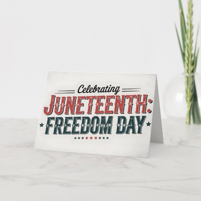 Retro Juneteenth Typography, Black Freedom day Card (Front)