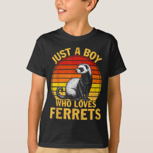 Retro Just A Boy Who Loves Ferrets Ferret Lover  T-Shirt