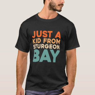 Retro Just A Kid From Wisconsin Sturgeon Bay Usa U T-Shirt