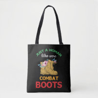 Retro Just a Woman Combat Boots Veteran Floral