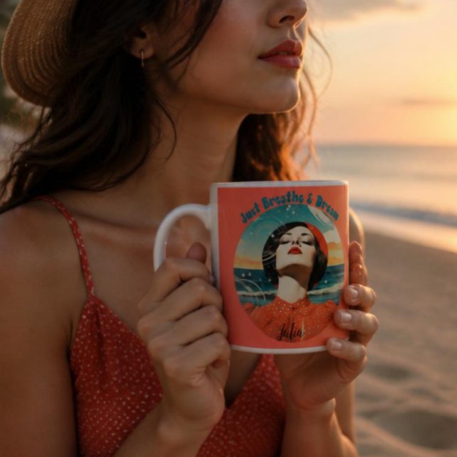 Retro Just Breathe & Dream Orange coffee mug (Creator Uploaded)