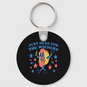 Retro Just Here For The Wieners 4th Of July Funny Key Ring