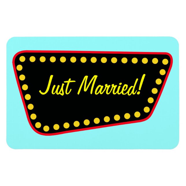 Retro Just Married Magnet (Horizontal)