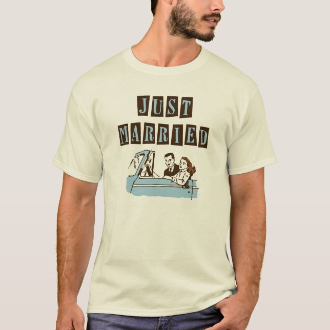 Retro Just Married T-Shirt (Front)