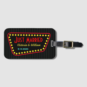 Retro Just Married Wedding Luggage Tag Gift