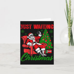 Retro Just Waiting For Christmas Santa Merry Xmas Card