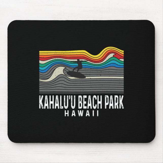 Retro Kahalu'u Beach Park Hawaii Surfboarder Surfb Mouse Pad (Front)
