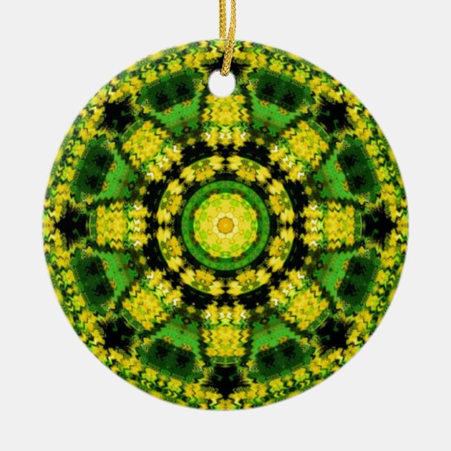 Retro Kaleidoscope Art Ceramic Tree Decoration (Front)