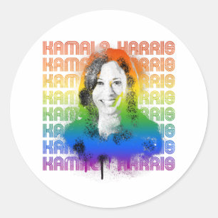 Retro Kamala Harris Pride Classic Round Sticker