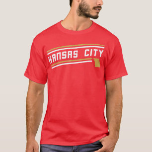 Retro Kansas City Stripes Missouri Map Outline  T-Shirt